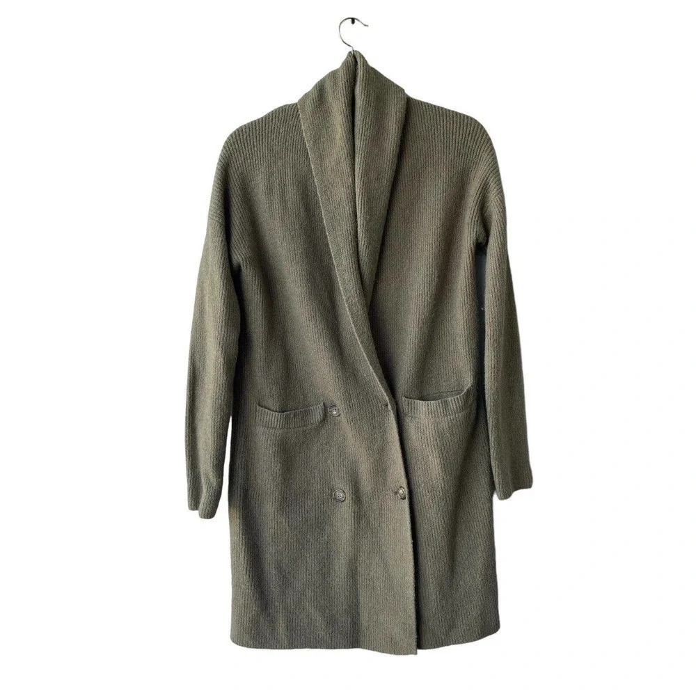 J. Crew Double Breasted Cardigan Sweater Coat Green Pocket Oversized Women’s XS